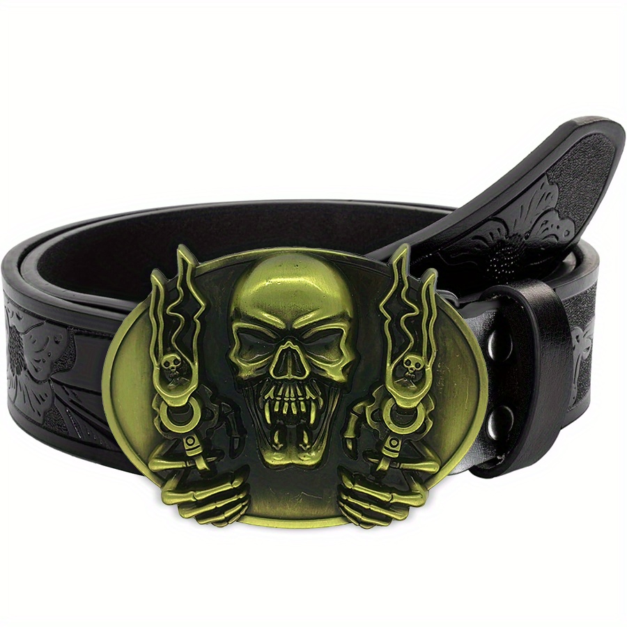 Punk Flame Skull Style Western Retro Belt
