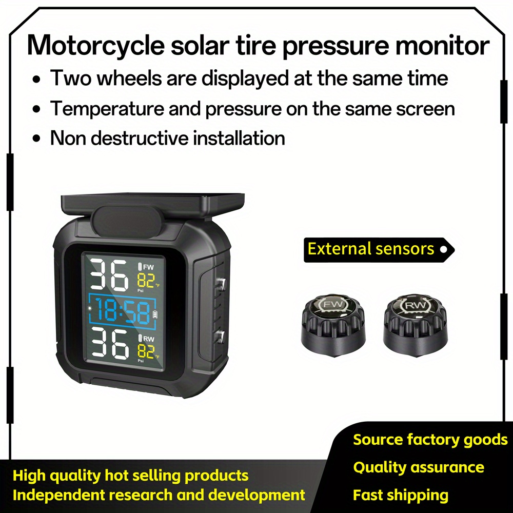 Motorcycle TPMS LCD Monitor with 2 External Sensors product detail image 1