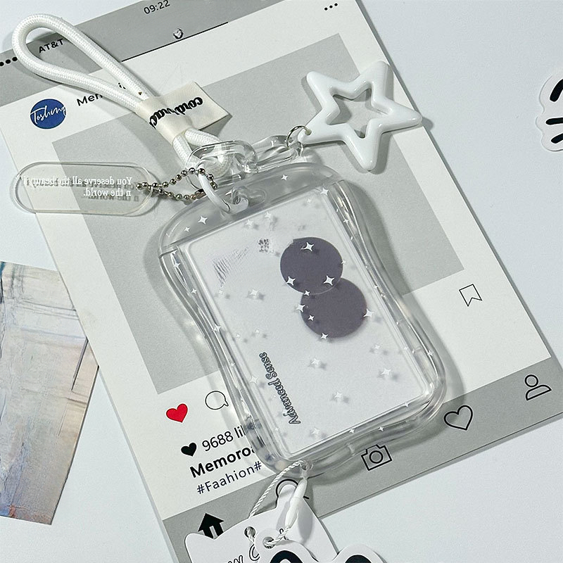 Image of 2d New Scratch-resistant And Stain-resistant Transparent Acrylic Card Holder Set, Star Pendant Lanyard Keychain, Public Transport Card And Id Card Pendant Protective Cover
