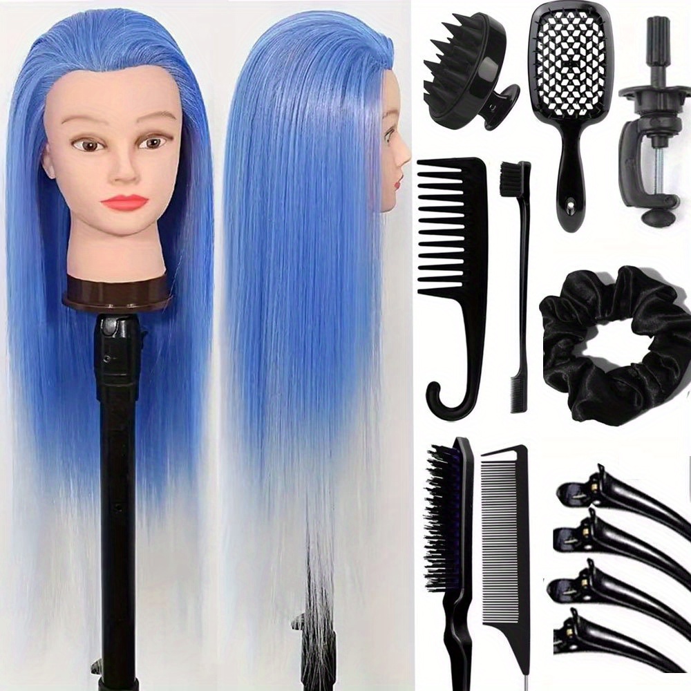 Testa Di Manichino Con Capelli Umani 80% - 66-71 Cm Con Treppiede E Strumenti Per Acconciature - Bionda