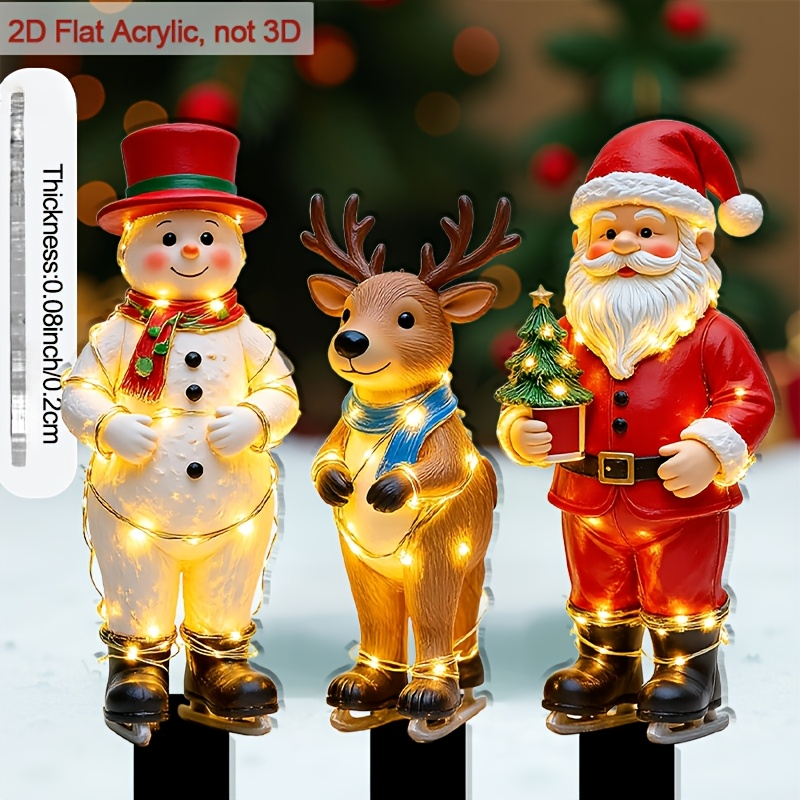 TEMU 2d Flat - 【2d Flat】 2d Flat - [2d Flat] 2d Flat, [2d Plane] 3pcs Set 2d Plane Acrylic Garden Ornaments, Pointed Design, For Decoration, Local