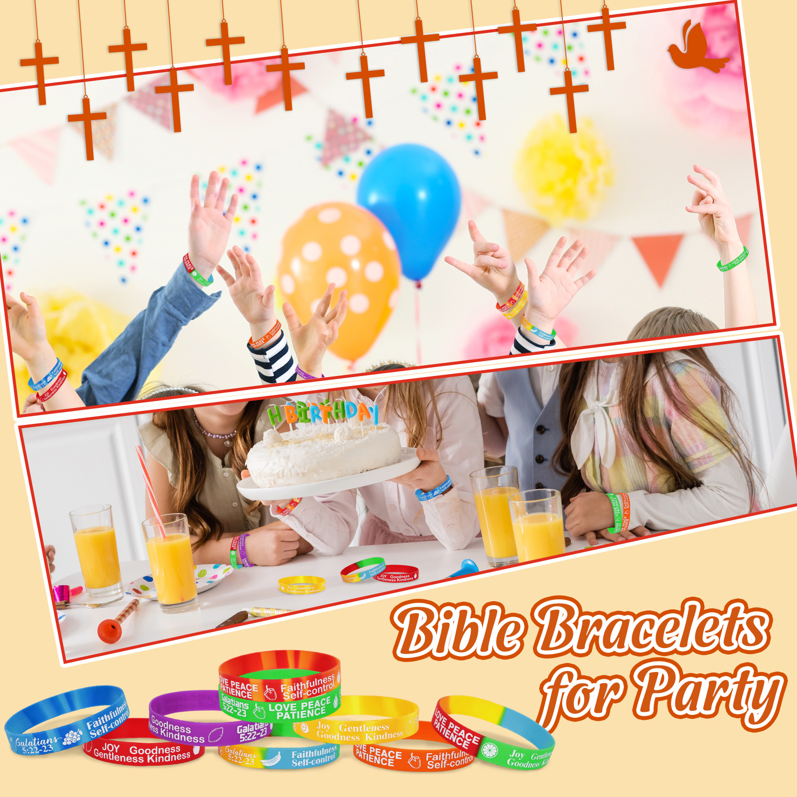 100pcs Fruit of the Spirit Inspirational Scripture Bracelet Set