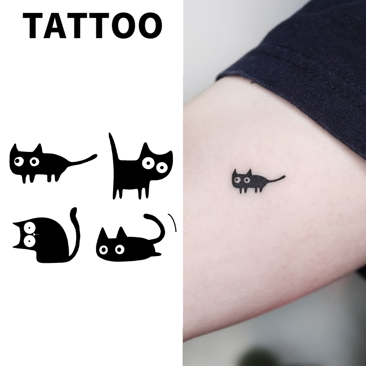 temporary tattoo technology black cat pattern sticker pack realistic natural tattoo stickers lasting one to two weeks fun introductory tattoos no   animal tattoo stickers