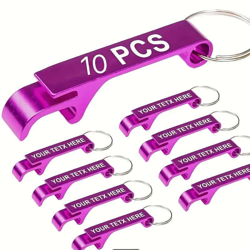 zdjęcie przedmiotu 10 szt. Pakiet (10 szt.) Spersonalizowane Grawerowane Breloki i Otwieracze do Butelek – Metalowe Kółka do Kluczy Idealne na Prezenty Ślubne, Gadżety Promocyjne, Branding Firmowy, Trwałe i Lekkie Breloki z Otwieraczem na Wydarzenia