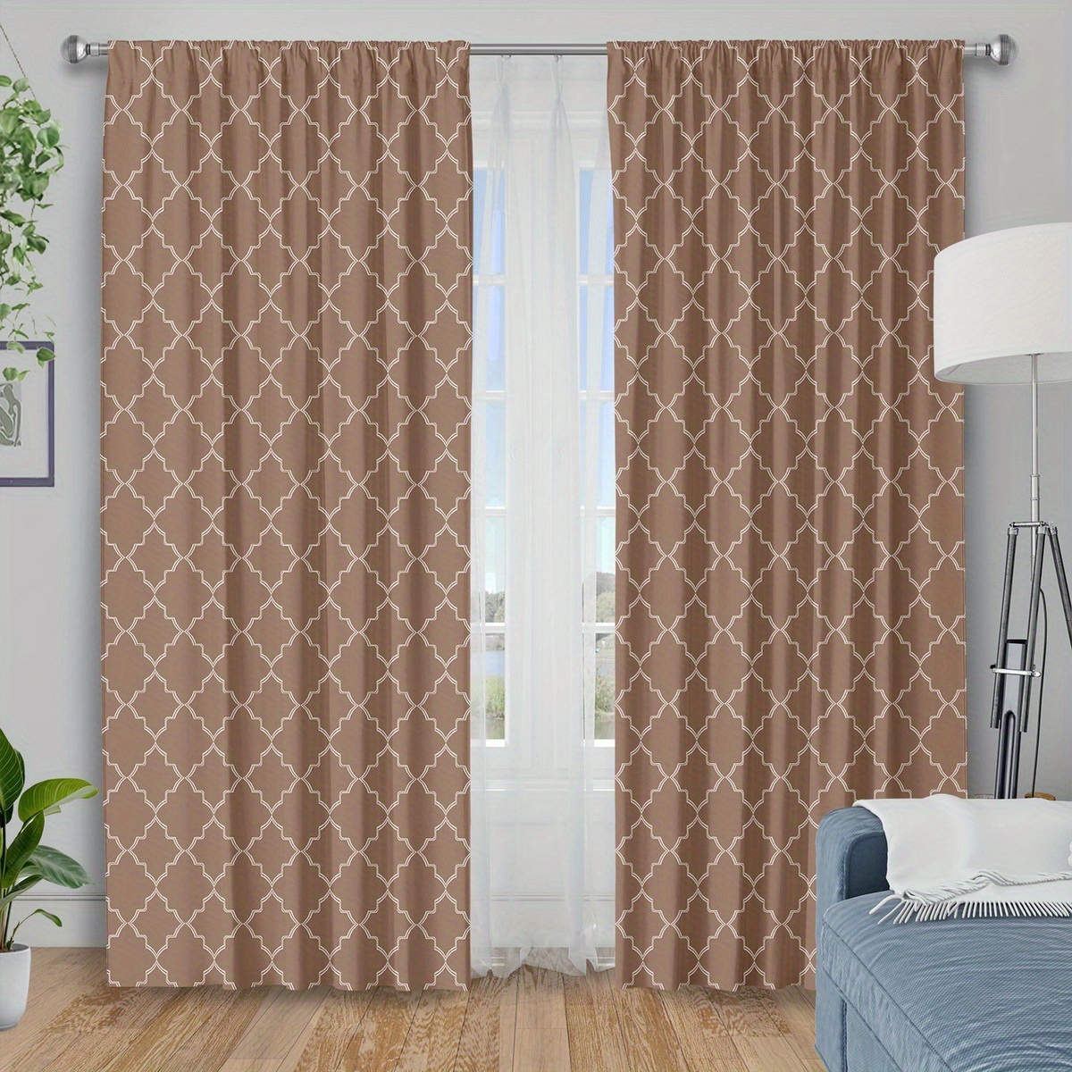 TEMU 2pcs Brown Curtains - Thermal Insulated Light Filtering Window Drapes, Modern Window Treatments For Living Room, Bedroom, Kitchen, Balcony -