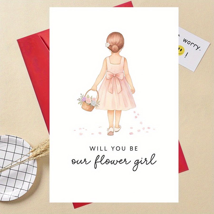 TEMU 1pc Fun Gift "will You Be Our Flower Girl?" Wedding Proposal Card, Bridal Showers, Bridesmaid Gifts, Engagement, Or Wedding Celebrations With