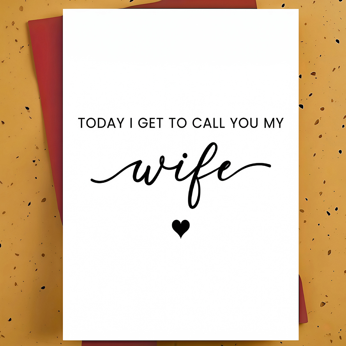 TEMU 1pc Romantic Wedding Greeting Card For , Wife-to-be – Heart Minimalist Calligraphy Design, Sweet Romantic Card, With Envelope