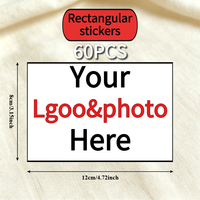 TEMU Autocollants rectangulaires personnalisés 55/60/100/110/220 pièces - Autocollants de haute qualité, téléchargez votre personnalisé, images,