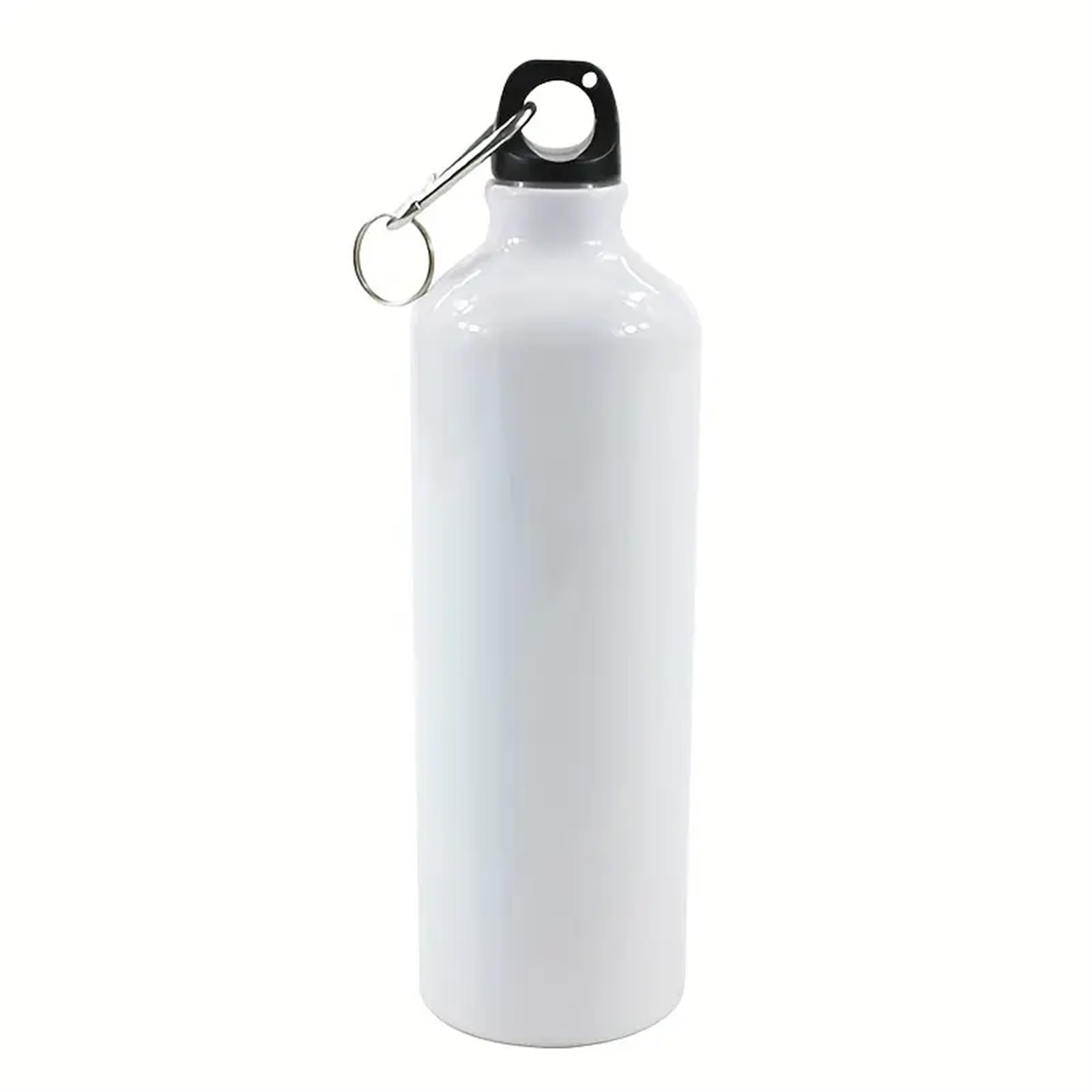 TEMU 6pcs 750ml White Blank Sublimation Water Bottle With Screw Carabiner Hook, Aluminum Waterbottles, For Outdoor Sports