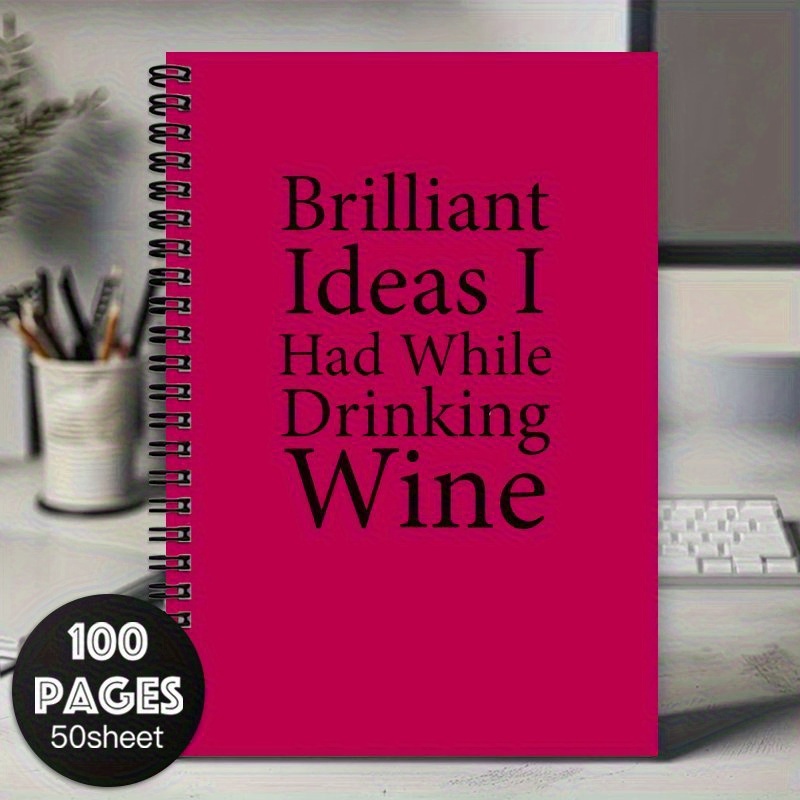 TEMU Carnet à spirale « brillantes que j'ai en buvant » - Design amusant, parfait comme cadeau pour amis et collègues, fournitures de bureau, carnet