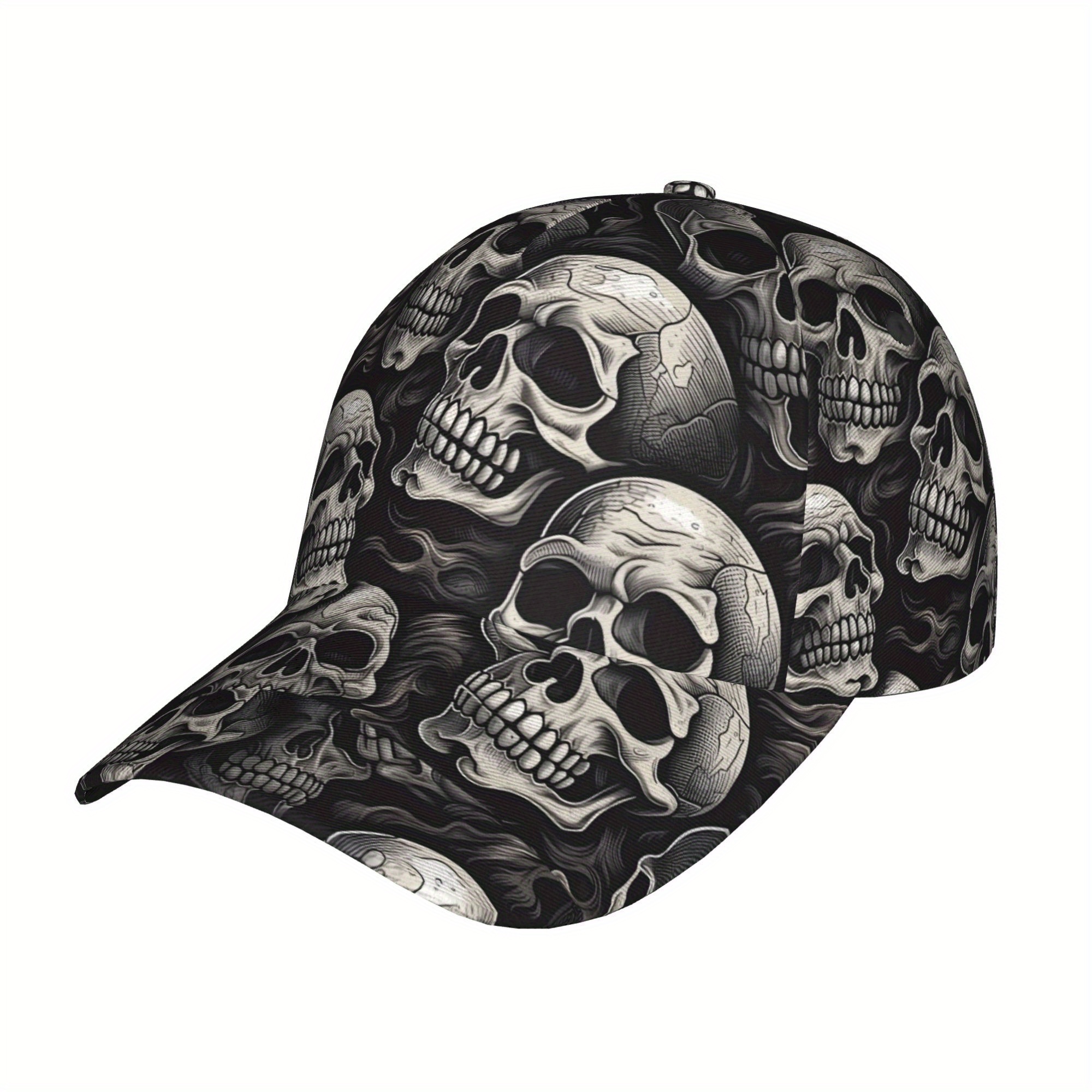 1pc Skeleton Printed Baseball Cap For Men And Women - Lightweight And Adjustable Sun Cap With Wide Brim, A Fashionable Outdoor Style Hat For Spring And Summer