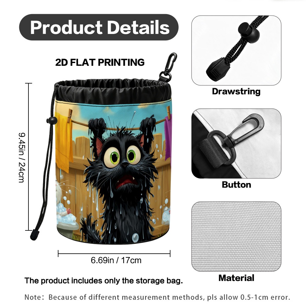 TEMU 1 pièce Sac de rangement pour pinces à linge Chat et Souris Mouillés - Sac à pinces adapté aux cordes à linge traditionnelles, panneau perforé