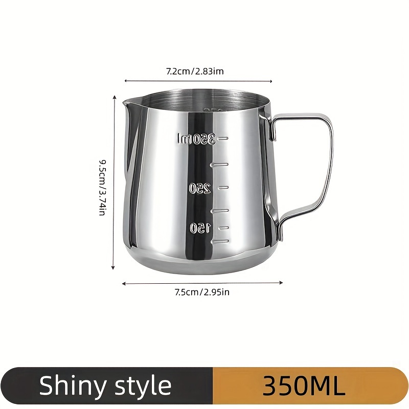 TEMU Stainless Steel Milk Frothing Pitcher With Measurement Marks- Perfect For Latte Art& Coffee Decorations, Ideal For Home And Commercial Use