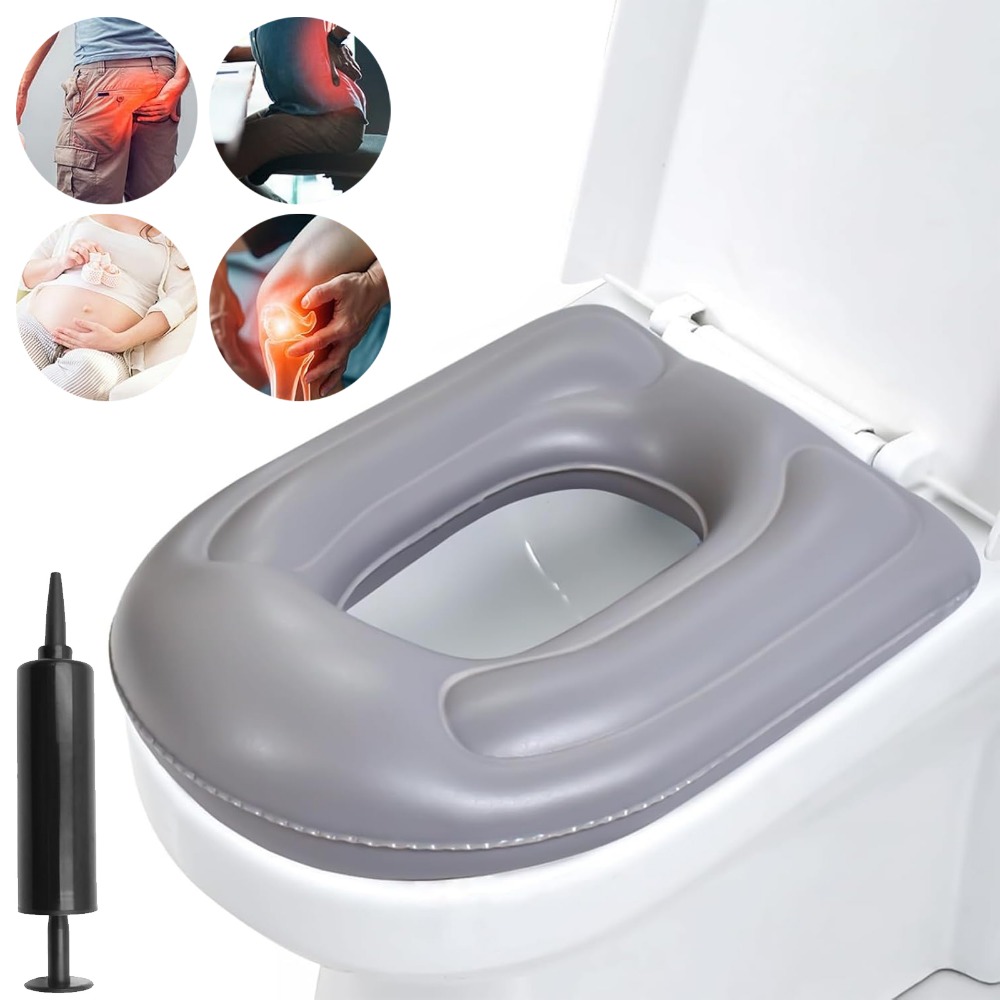 Image of Inflatable Toilet Seat Cushion With 4 Suction Cups For Stability, Providing For And Pregnant Women, Hygienic And Portable