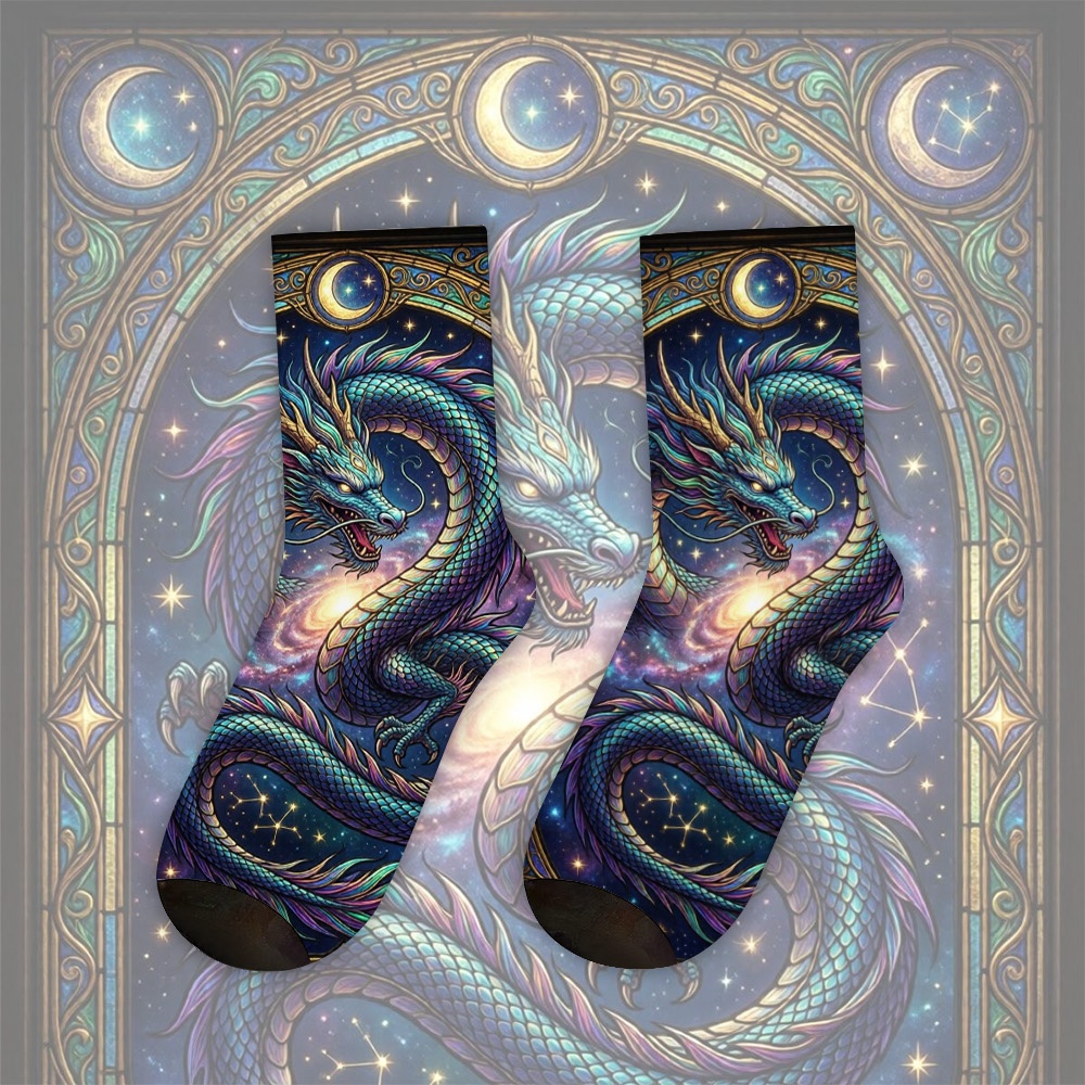 TEMU A Unique Pair Of Socks Designed With Stained Glass Pattern For Women& Men, Sock| Ideal For Party Costume, Gifts, Daily Wear