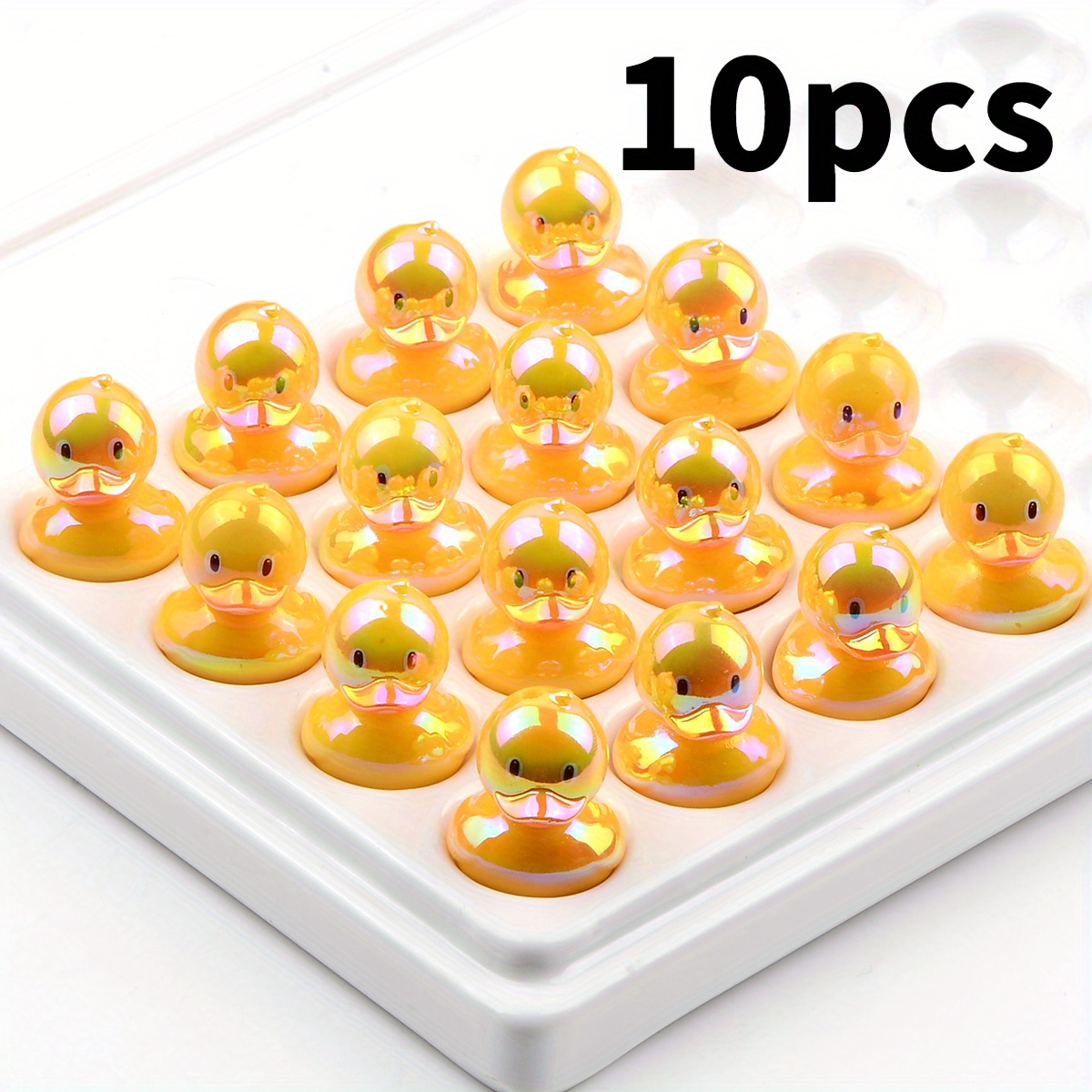 TEMU 10pcs 19x23mm Glossy Yellow Acrylic Duck & Swan-shaped Beads - Cute Animal Spacer Beads For Making, Durable Craft Supplies For Necklace Bracelet