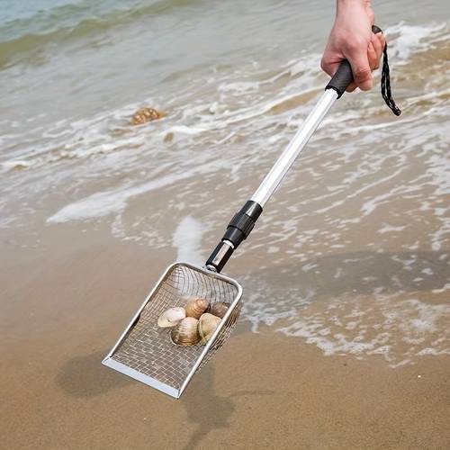 stainless sifter scoop retractable suitable for beach sifting can be used as a cat poultry feeding tool 1pc