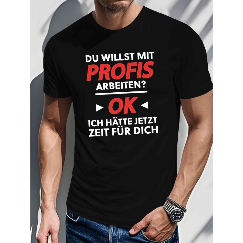 

Humorous German Question Polyester T-shirt - Casual Crew Neck Short Sleeve Top With Stretch Knit Fabric For Summer - Regular Fit Adult Tee