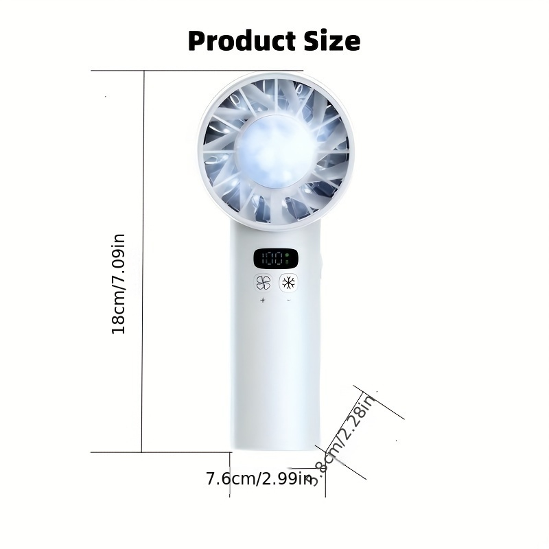 5200mAh Ice-Cool Handheld Fan 3-in-1 Run, 100-speed LED Display Luxury, Portable AC for Home/office/travel (black/white/blue)