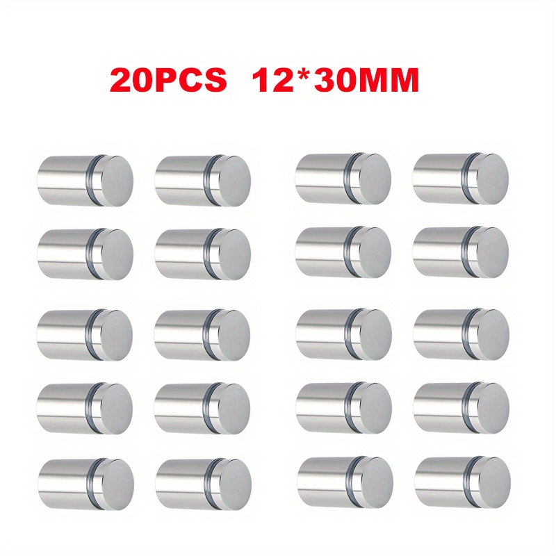 TEMU 20pz Chiodi Pubblicitari 12x20/25/25mm Viti in Acciaio Inossidabile per Montaggio a Parete Vetro/Acrilico Supporto per Insegne Viti di Fissaggio