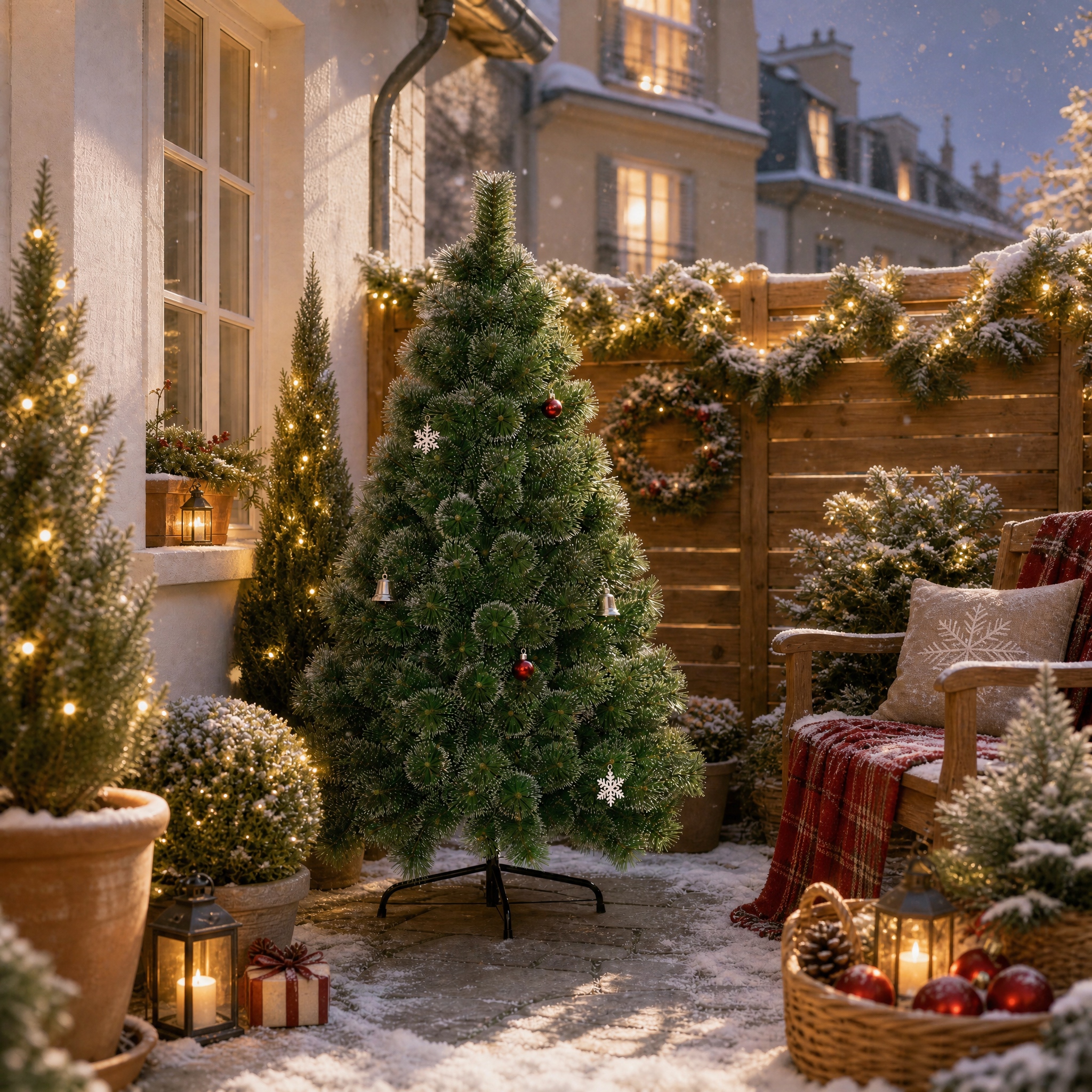 TEMU Sapin de Noël Artificiel 150-240cm avec Aiguilles de Pin à Bouts , Entretien, Branches Denses, d'Aiguilles de Pin Réaliste, Démontable pour
