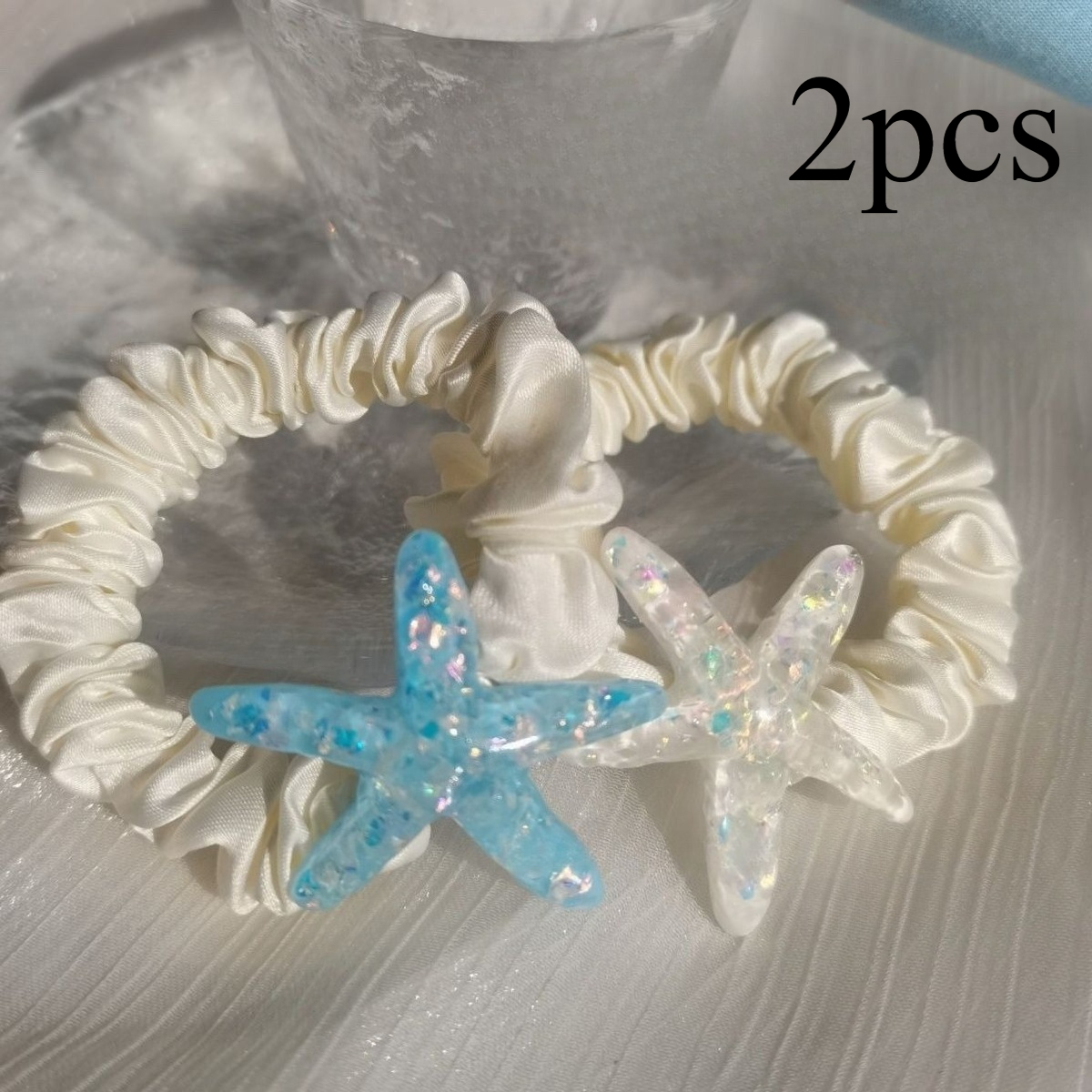 TEMU 2pcs Nouvelle Étoile de Mer Petit Bandeau à Cheveux, Élastique à Cheveux en Caoutchouc Haute Élasticité pour Femmes, Couronne à Cheveux Facile à