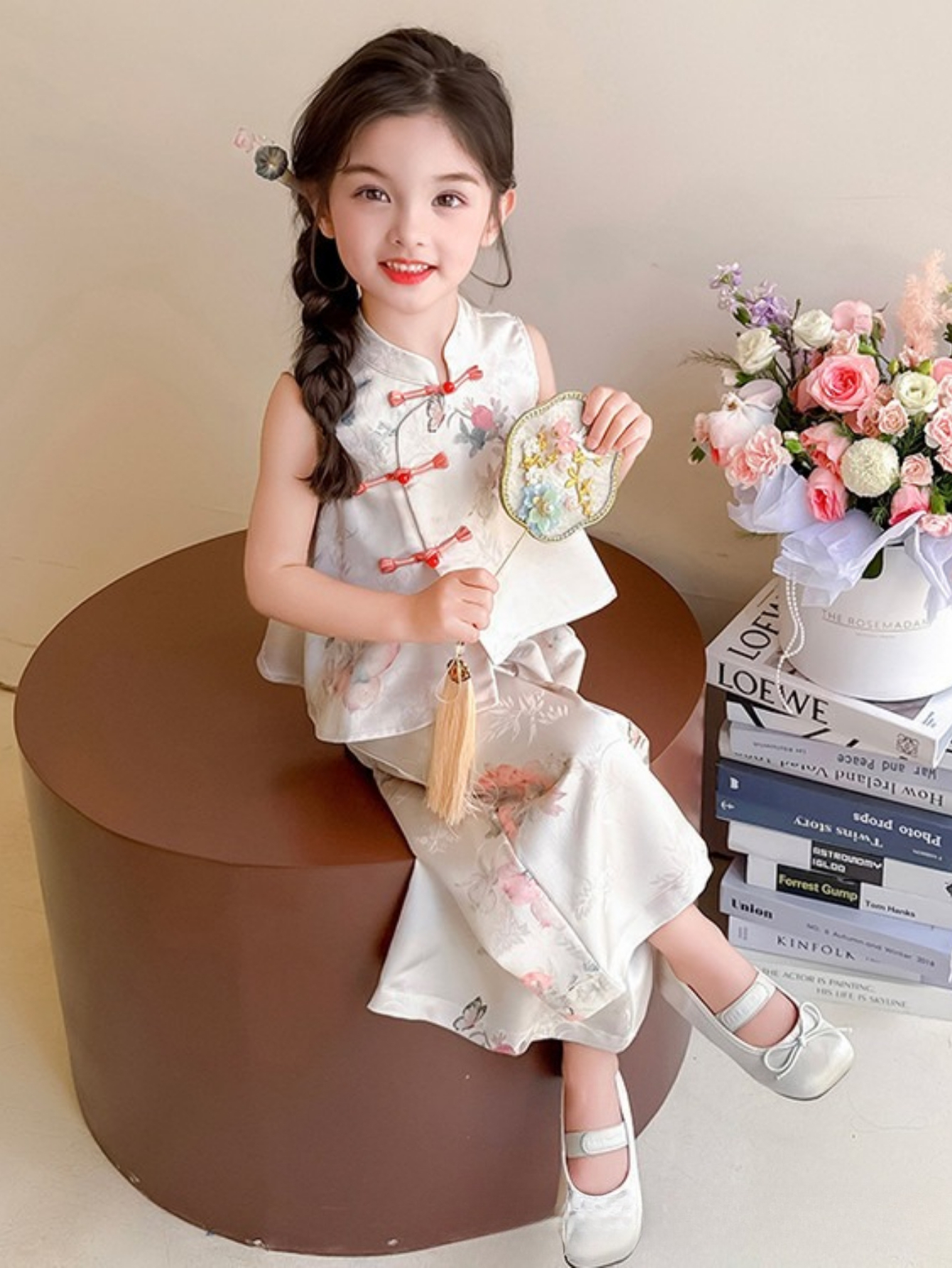 cute chinese dress girls hanfu clothes sold on Temu United States Deep V Neck Ivory 295101186-492 Traditional chinese Girl dress winter suit Color:#9 Merlot