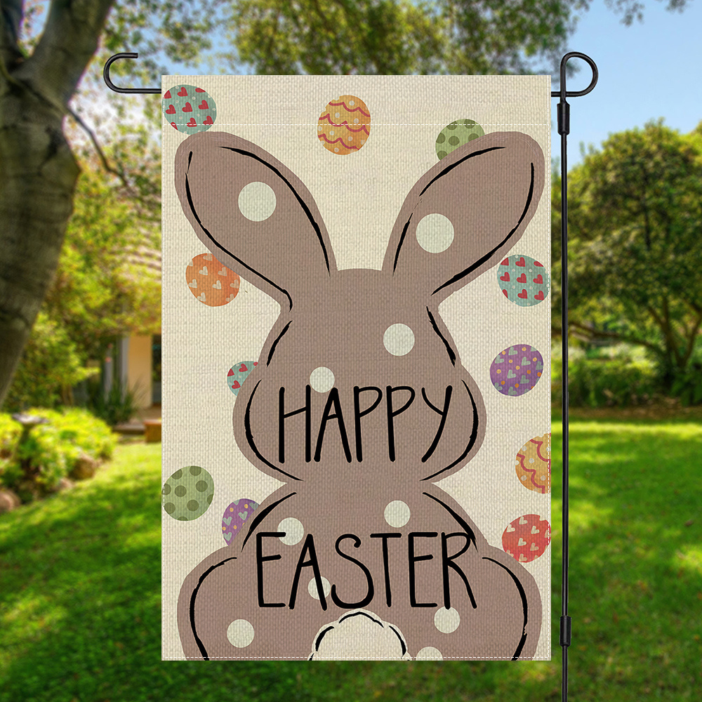 

1pc Easter Bunny Garden Flag, Double-sided Polyester Yard Decor, Multipurpose Outdoor Home & Holiday Decoration, 12x18in, With No Flagpole Included For Outdoor Use