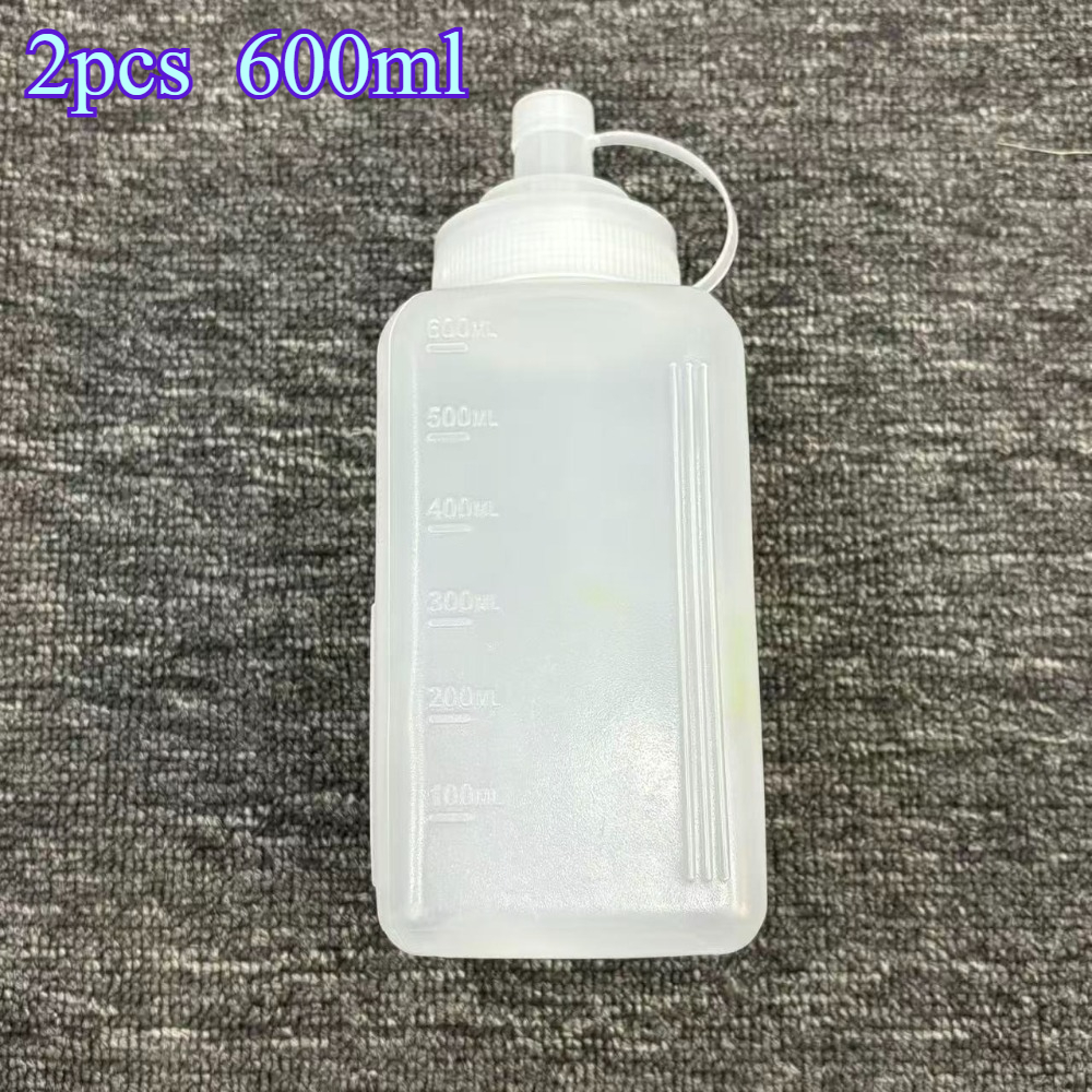 Image of 2pcs 600ml Square Plastic Squeeze Bottles, Suitable For Jam, , , , Milk Commercial And Home Use Oil Dispenser, Essential For Outdoor Barbecue