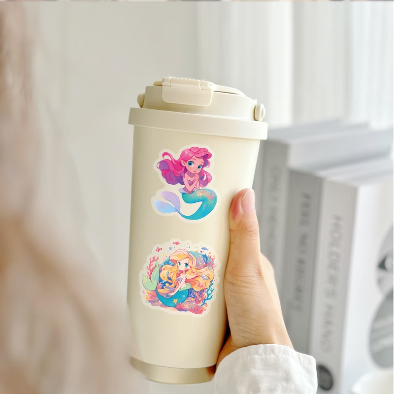 Image of 50 Sheets Of Transparent Mermaid Stickers, Suitable For Scrapbooks, Guitars, Notebooks, Helmets, Skateboards And Phone Decoration
