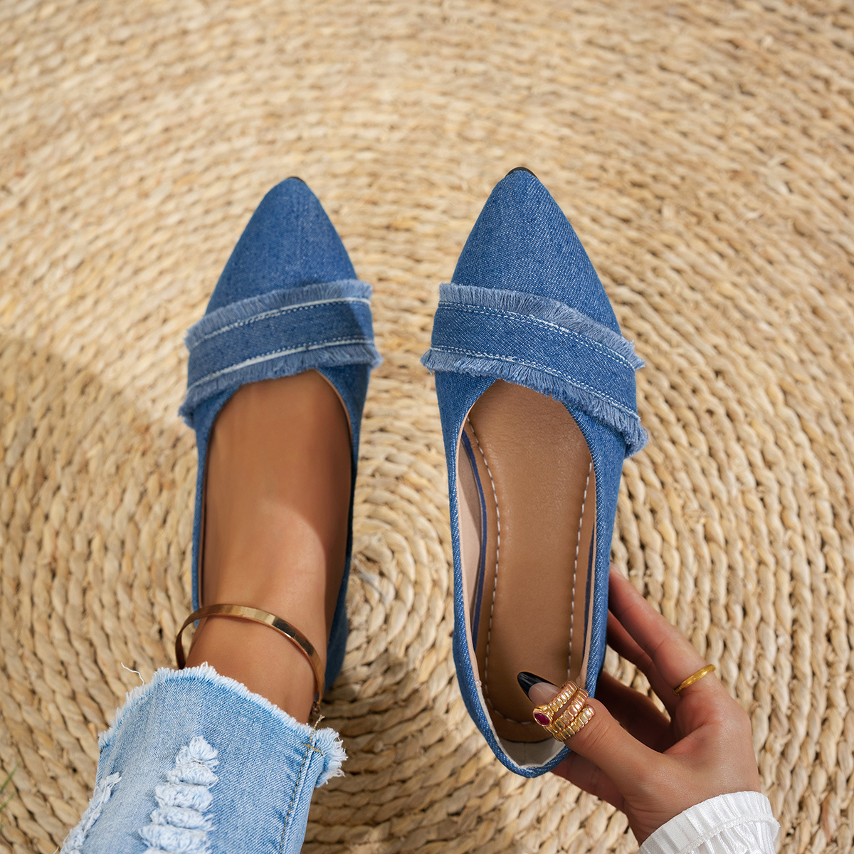 TEMU Chaussures Faciles à Enfiler pour Femmes, Bleu Tendance, Parfaites avec les Pantalons, Chaussures Décontractées pour Femmes, Chaussures Femme