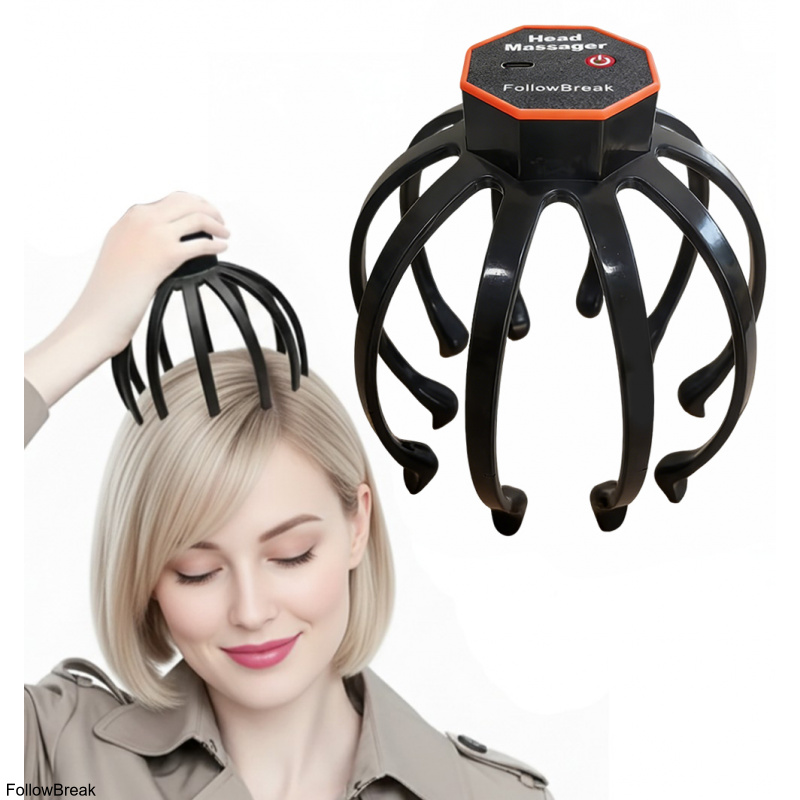 Masajeador Eléctrico de Cuero Cabelludo de 10 Dedos, Recargable por USB - 3 Ajustes Regulables - Masajeador de Vibración Portátil. Un Regalo Ideal para el Día de San Valentín, Día del Padre o Día de la Madre