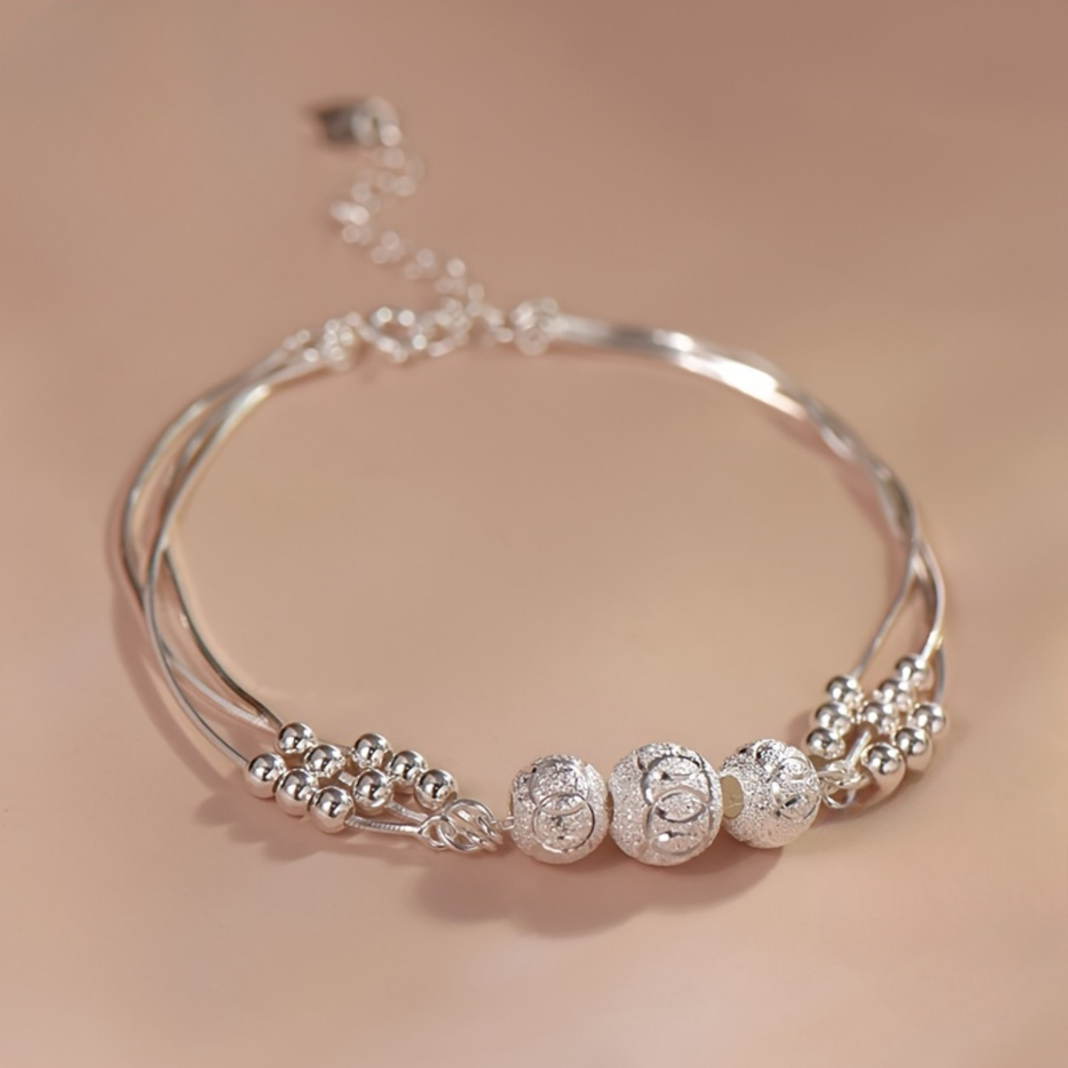 TEMU 1 Exquisite Frosted Bead Bracelet - Durable - Perfect Valentine's Day Gift For Girls And Women, Suitable For