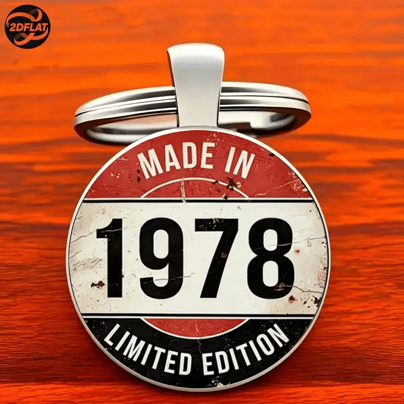 TEMU 2d Flat, 2d Flat Vintage 1978 Commemorative Keychain, Fashionable Decoration For Men And Women, Bag And Car Key Decoration, Perfect Gift For