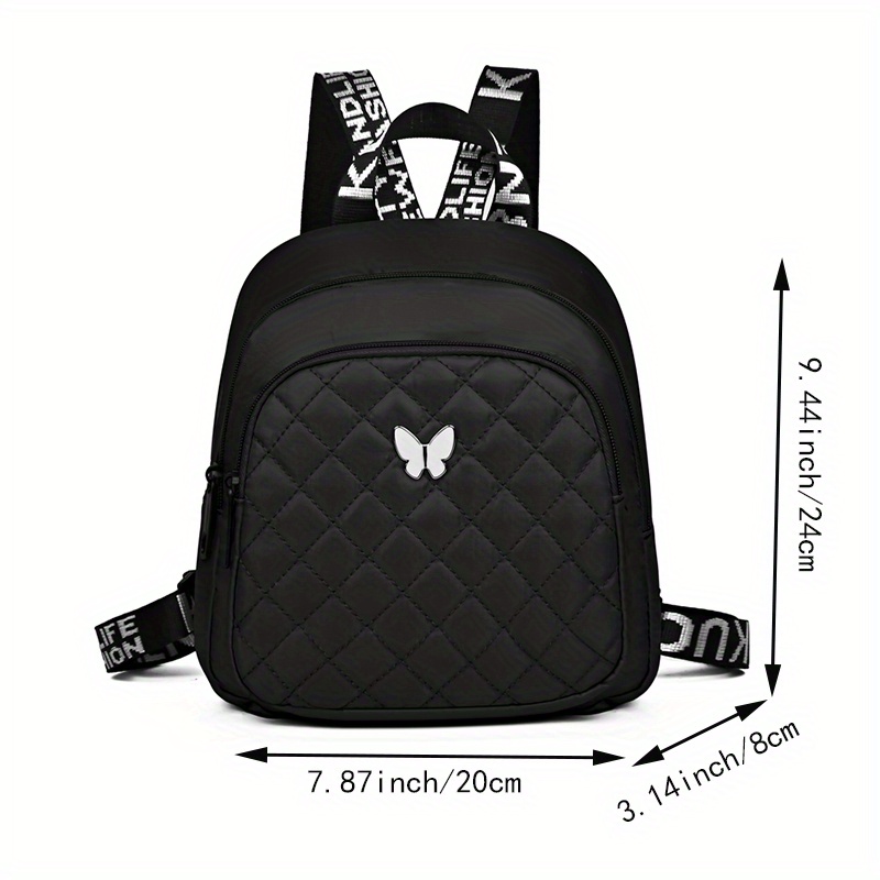 Mochila acolchada unisex, bolso de hombro para viaje y casual, con correas ajustables, múltiples compartimentos y logo de mariposa, disponible en 4 colores (negro, rojo, morado, azul), mochila para viajar con cierre de cremallera seguro