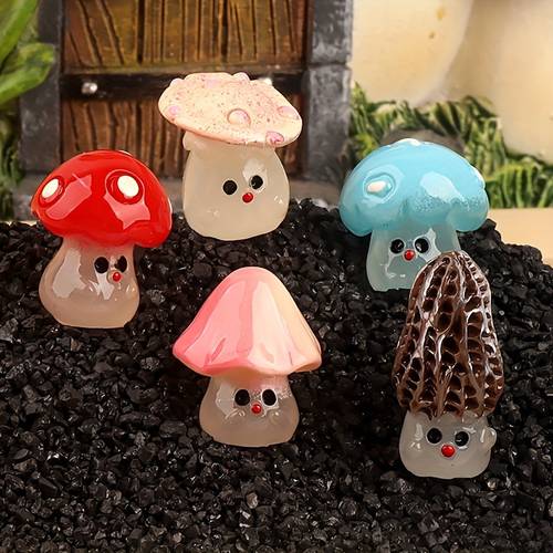 5pcs Set of --Dark Mushroom Ornaments- Handmade Resin Miniature Landscapes and Home Decoration Accessories, Hanging Decorations