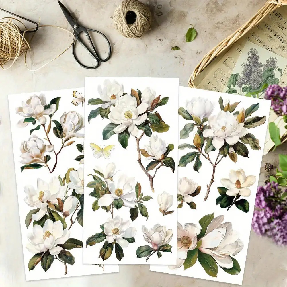 3pcs Pattern Transfer Set, Suitable For Craft And Furniture Bedside Table Decoration, Glass Decoration Transfer, Home Decoration, Handmade Decoration, Decorative Vinyl, Classic Floral Pattern, Durable