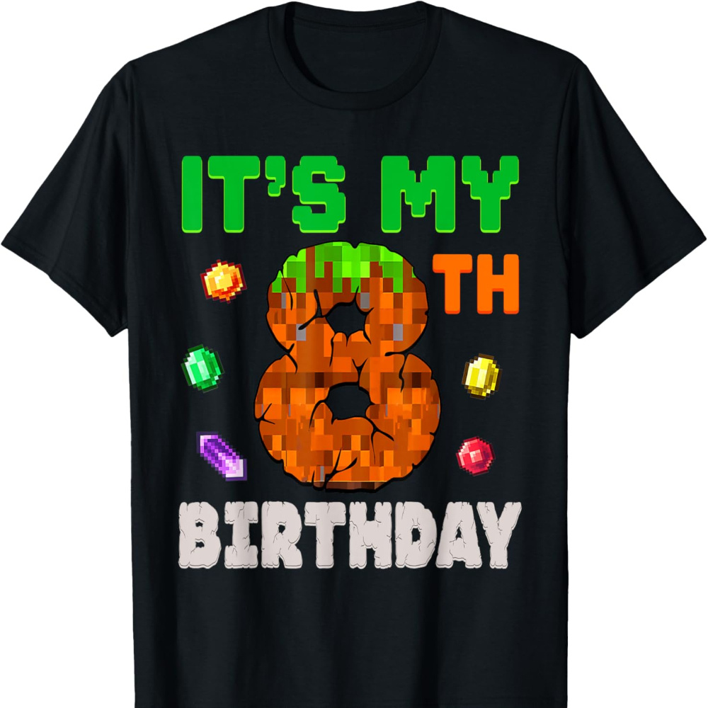 

' 8th Birthday Game T-shirt For Boys Soft Fabric, Breathable, Comfortable Short Sleeve Tees Perfect Forboys Shirts Kids Best Gift