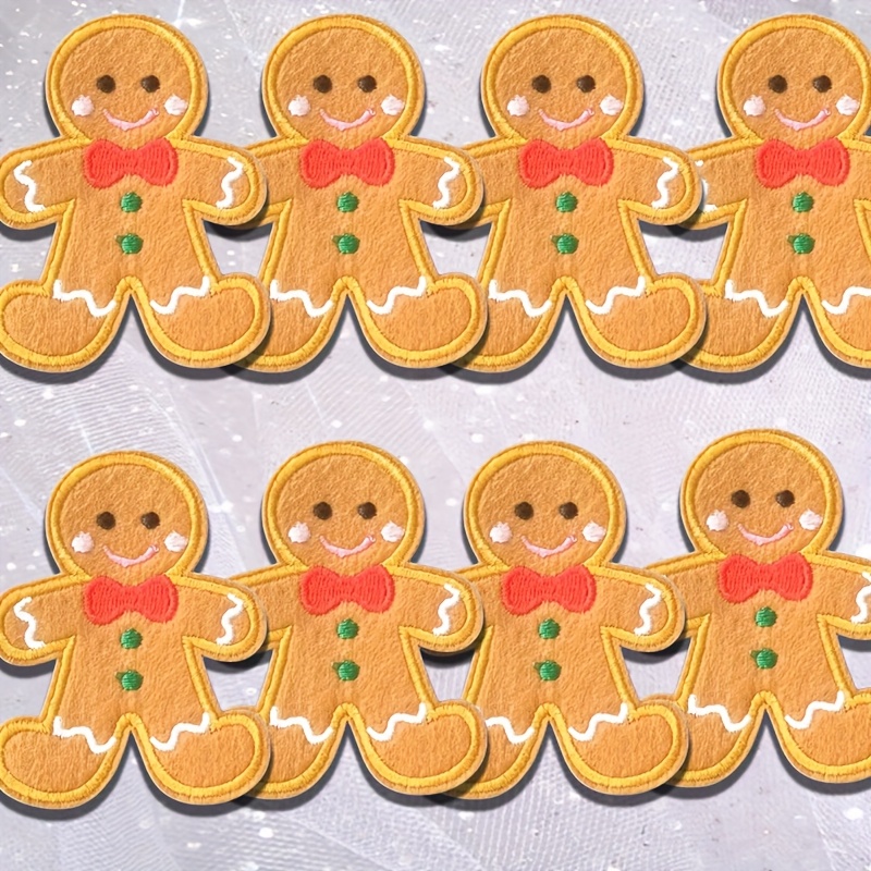 TEMU 8pcs Gingerbread Man Embroidered Patches For Clothes, Jackets, Hats, And Bags Iron-on/sewing Appliques- Various Small Business Designs