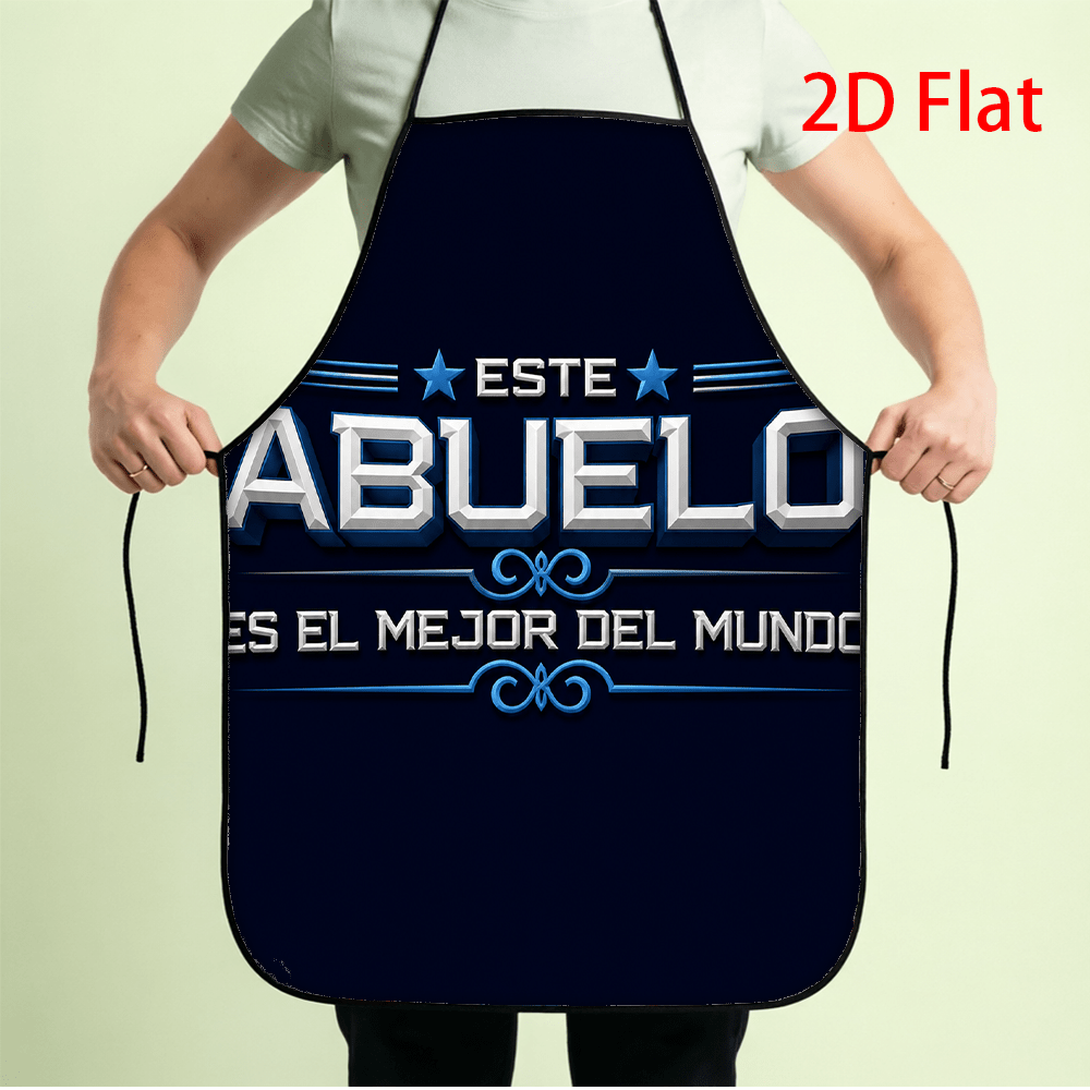 TEMU 1 delantal 2D estampado " es del mundo", delantal de cocina azul con en español, mejor regalo original para , hornear y asar