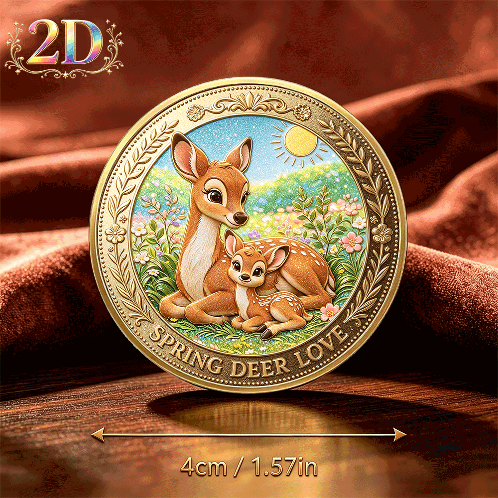 Spring Warmth Little Deer Double-Sided Commemorative Coin