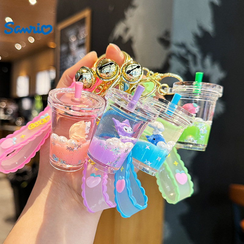 4pcs Sanrio Heltty Sporty Keychain, Cute Milk Tea Cup Keychain, Backpack Charm, Car Keyendant, Exquisite Little Gift for Women, Lucky Pendant for The First Day Of School, Decorative Sanrio Accessories