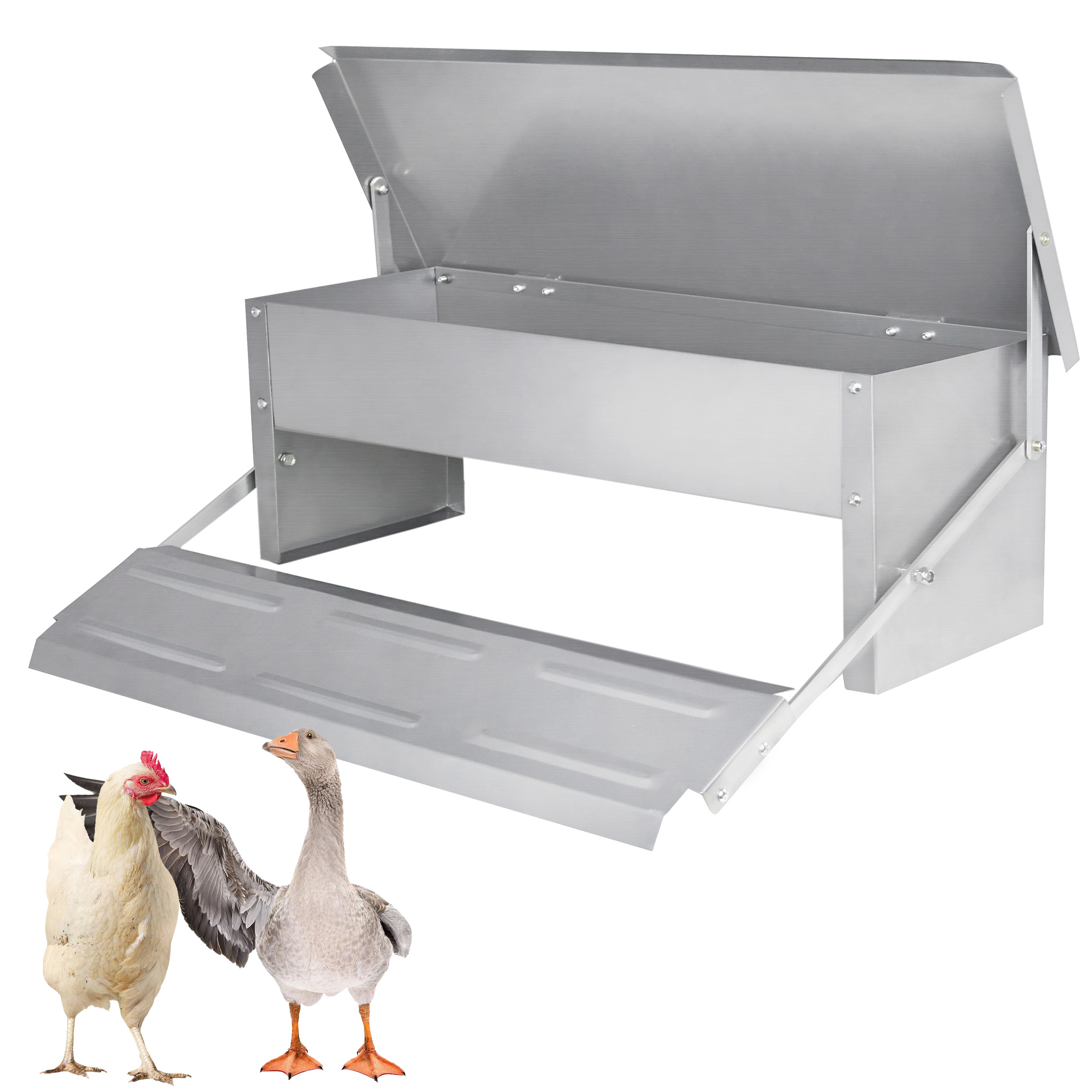 TEMU Alimentador Automático con Pedales para Aves de Corral, en Metal, Estación de Alimentación Automática Impermeable, Alimentador Automático para