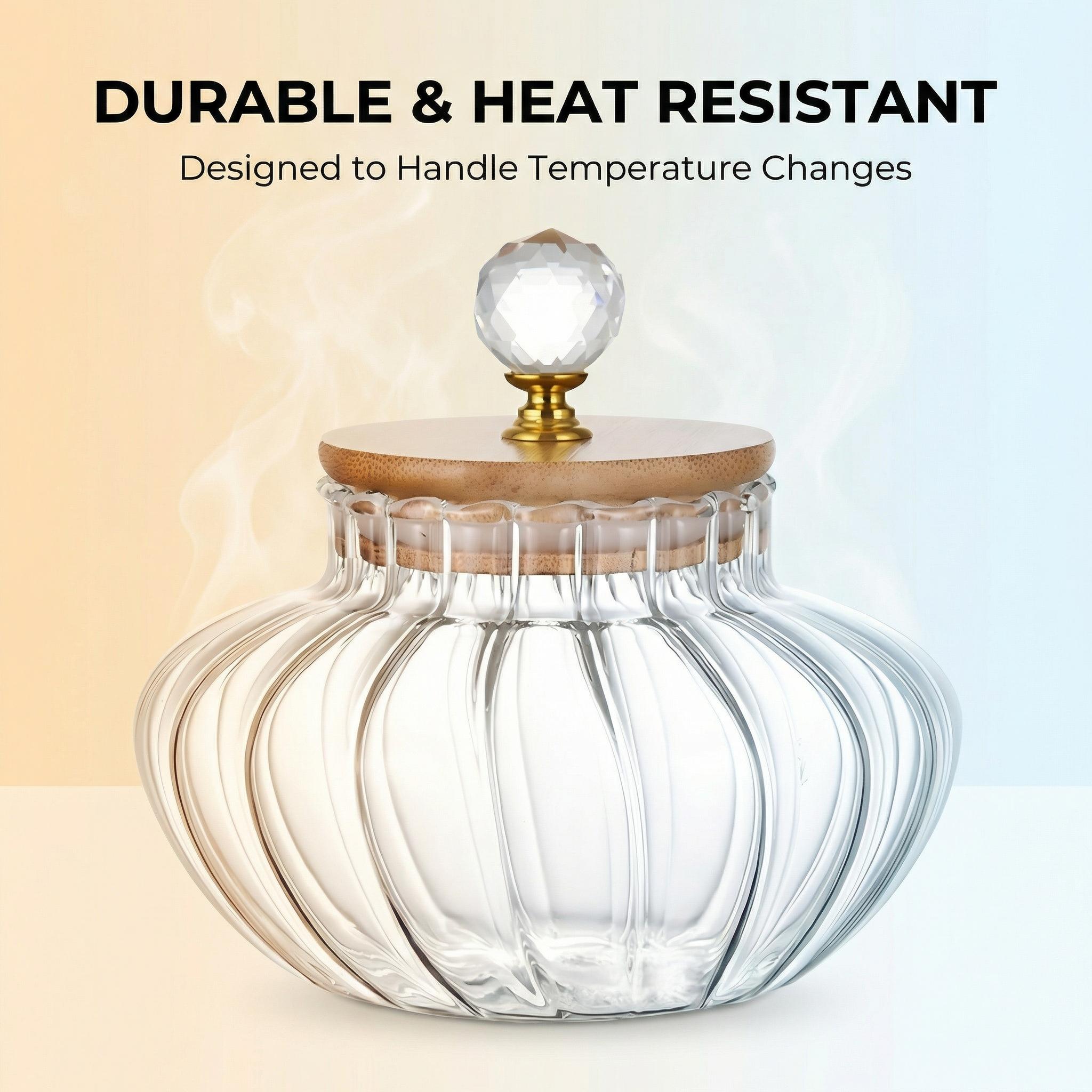 High Borosilicate Glass Storage Jar With Wooden Lid, 120&deg;c Heat Resistant, 26oz Decorative Kitchen Canister