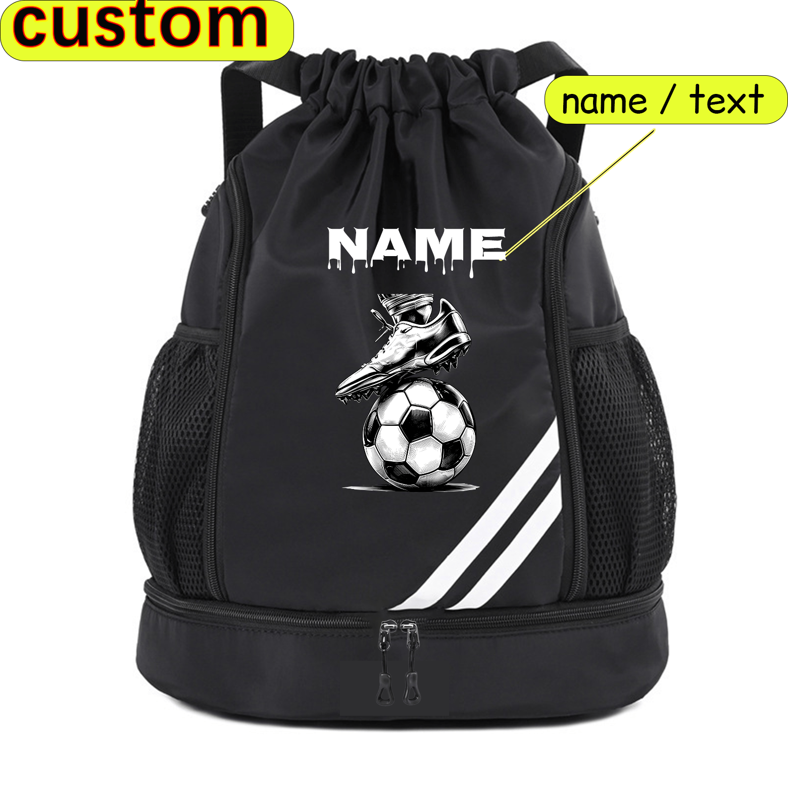 TEMU Customizable Name/text Suitable For, Basketball, Swimming & Gym Bag - Large Capacity Lightweight Backpack With Separate Shoe Compartment, Wet/,