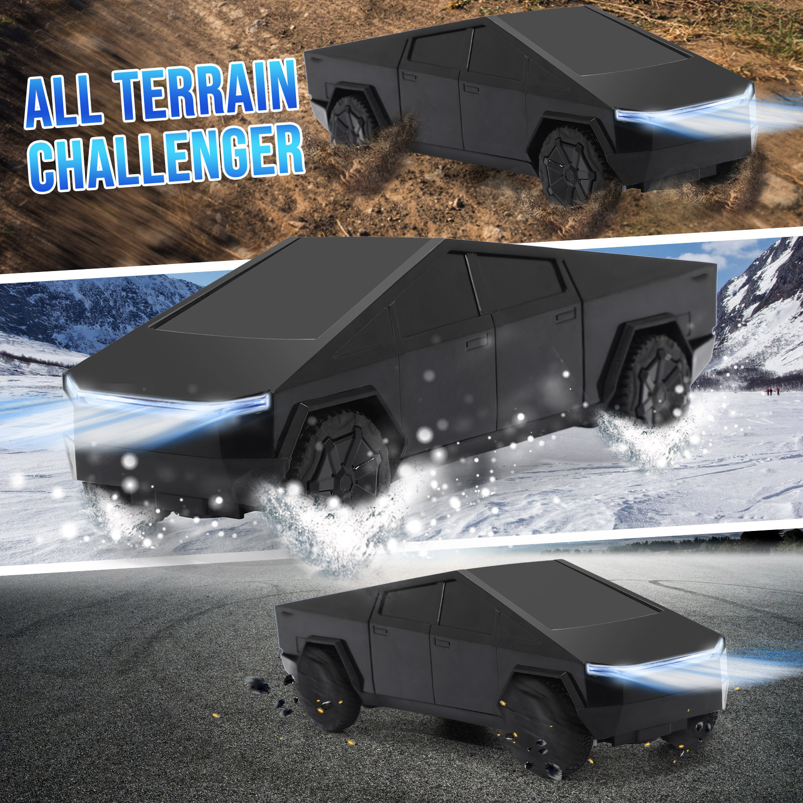 Cyber Truck Toy Remote Control Pickup Truck, 1/24 Scale Racing Cybertruck Model, Rechargeable Battery & Light and Loadspace, for Adults and Boys