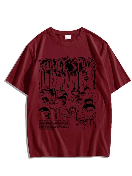 tx176 gothic multi skeleton summer fashion versatile casual vintage trendy base tee for teen boys with popular print