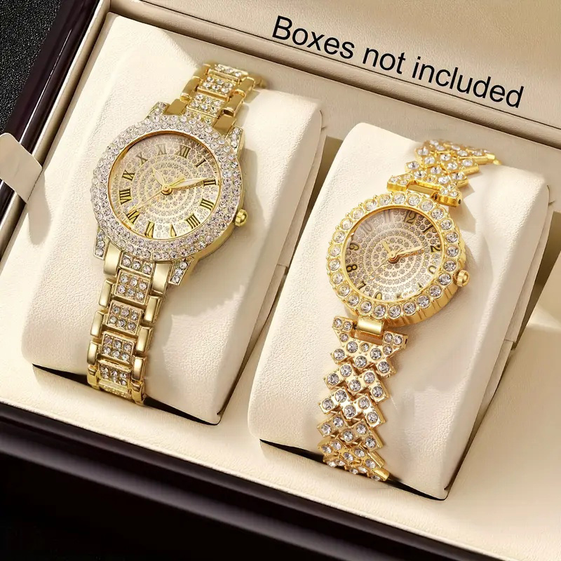 Image of Set Of 2 Quartz Watches For Everyday And Formal Occasions - Perfect For Birthdays, Anniversaries, And Graduations - Luxurious Design, Stylish And Exquisite, An Ideal Gift