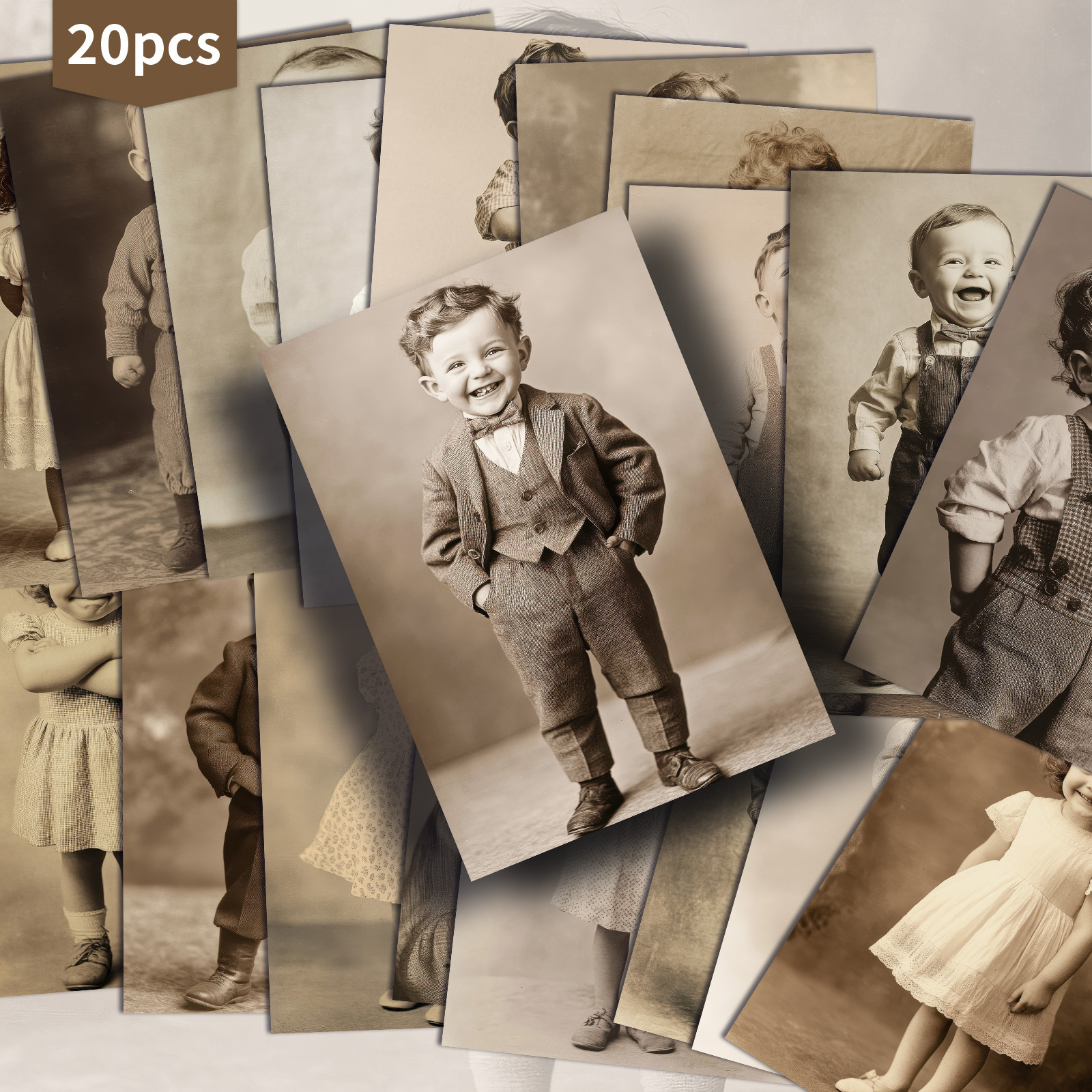 Image of 20 Pack Vintage Boy And Girl Portrait Paper Postcards - 4x6 Inches Vintage Junk Journal Paper, Classic Pinup Illustrations, Collectible Decorative Painting Cards For Scrapbooking & Crafting