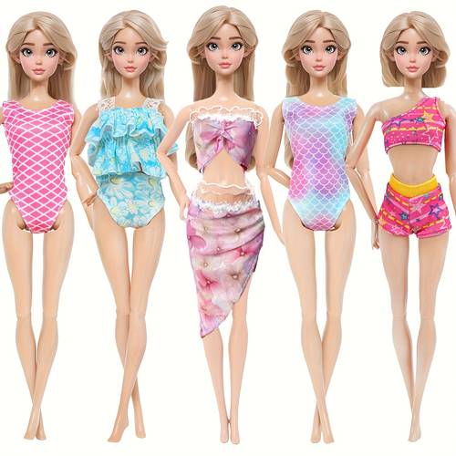 5pcs for set bikinis swim tops and pants skirts for 11 5 inch 11 81 inch girl for dolls perfect pool and beach outfit additions great for doll dress up and styling for doll not included